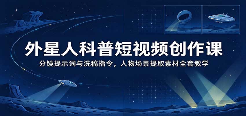 外星人科普短视频创作课:分镜提示词与洗稿指令,人物场景提取素材全套教学-网赚副业网