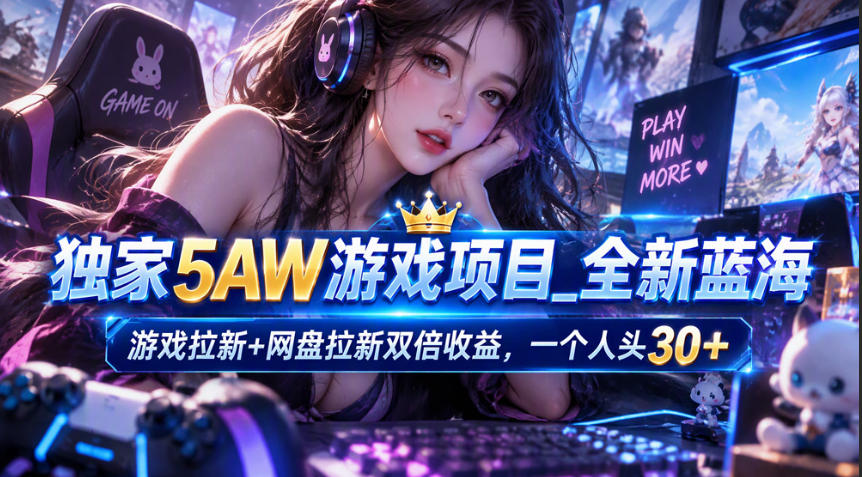 独家5AW游戏蓝海项目_游戏拉新+网盘拉新双倍收益,拉新一个30米-网赚副业网