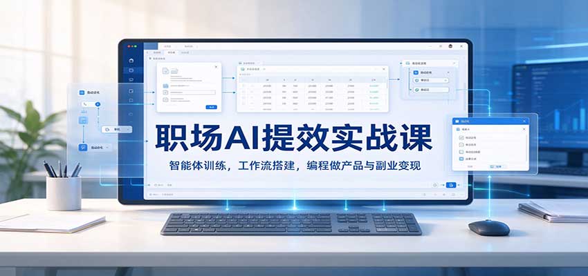 职场AI提效实战课:智能体训练,工作流搭建,编程做产品与副业变现-网赚副业网