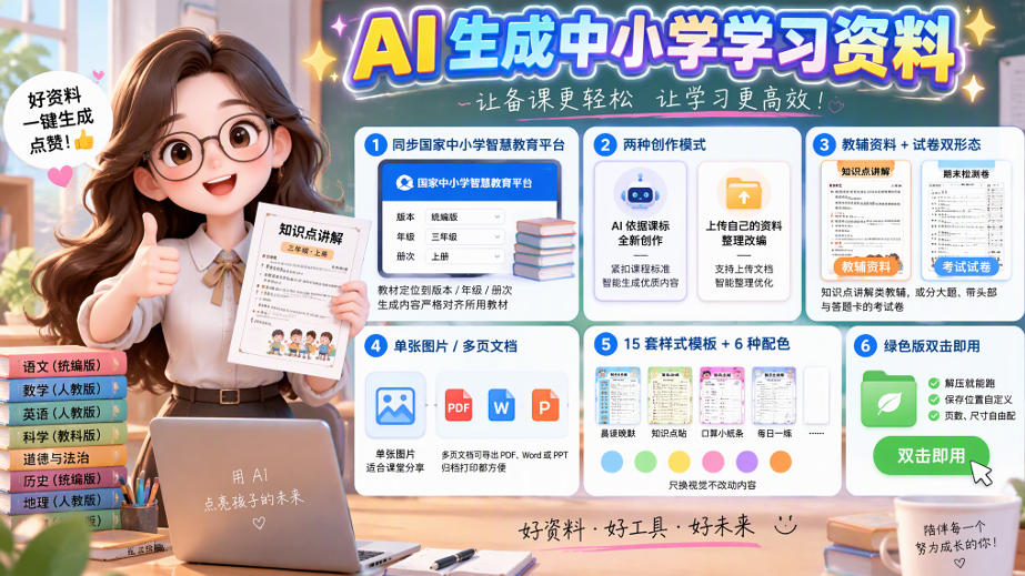 孩子的教辅别再乱买了:同步国家中小学智慧平台,AI一键生成图文教辅和试卷-网赚副业网