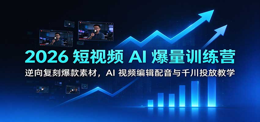 2026短视频AI爆量训练营:逆向复刻爆款素材,AI视频编辑配音与千川投放教学-网赚副业网