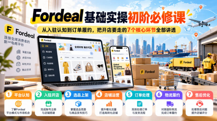Fordeal基础实操初阶必修课,从入驻认知到订单履约,把开店要走的7个核心环节全部讲透-网赚副业网
