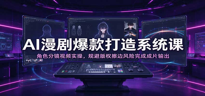 AI漫剧爆款打造系统课：角色分镜视频实操，规避版权擦边风险完成成片输出-网赚副业网