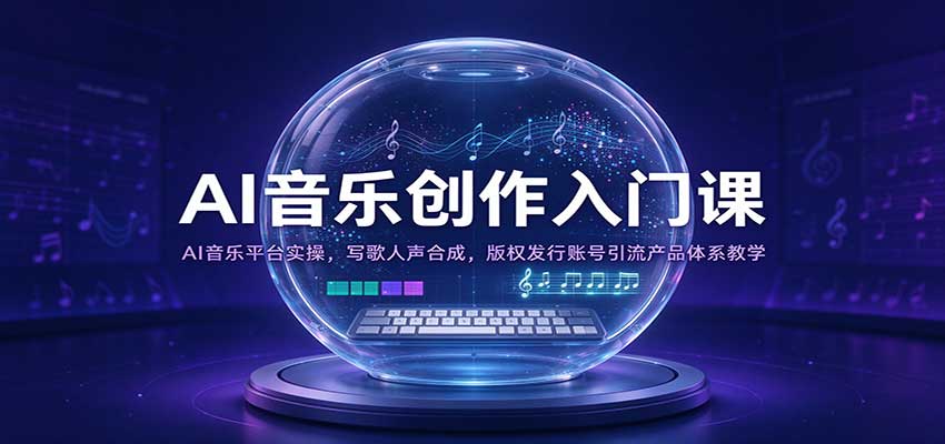 AI音乐创作入门课：AI音乐平台实操，写歌人声合成，版权发行账号引流产品体系教学-网赚副业网
