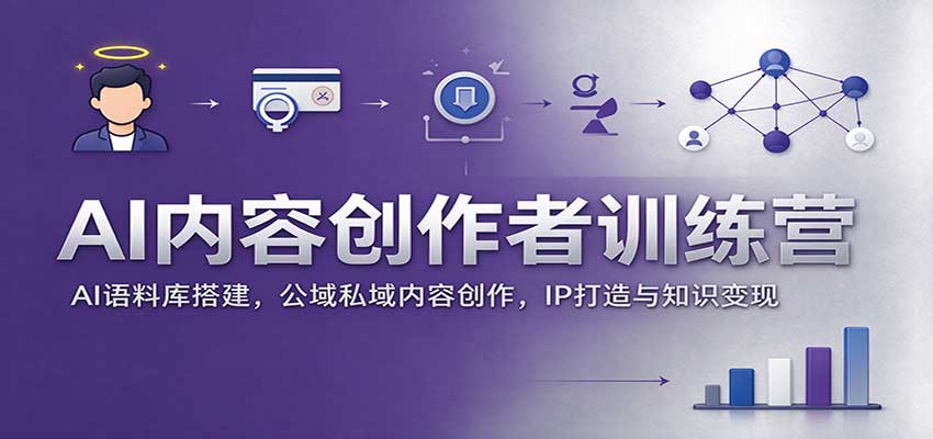 AI内容创作者训练营:AI语料库搭建,公域私域内容创作,IP打造与知识变现-网赚副业网