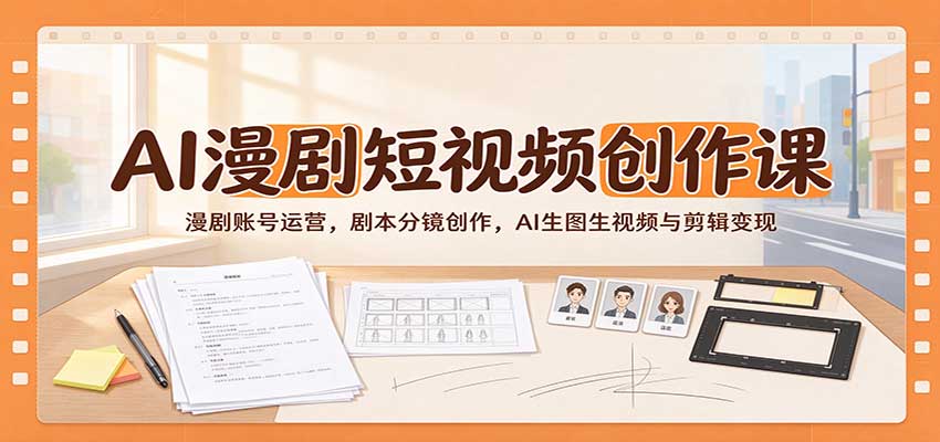 AI漫剧短视频创作课:漫剧账号运营,剧本分镜创作,AI生图生视频与剪辑变现-网赚副业网