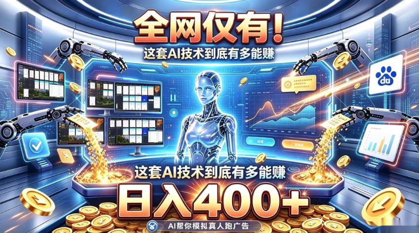 全网仅有！这套AI技术到底有多能賺，日入400+，无需人工干预，实现真正被动变现【揭秘】-网赚副业网