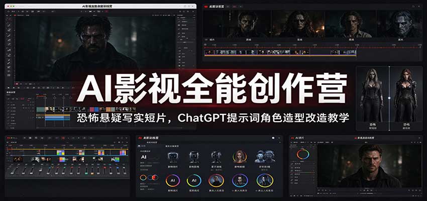 AI影视全能创作营:恐怖悬疑写实短片,ChatGPT提示词角色造型改造教学-网赚副业网