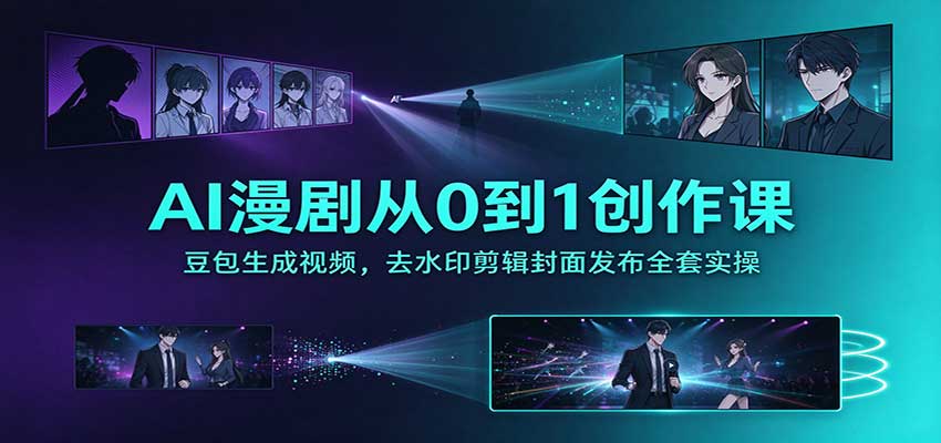 AI漫剧从0到1创作课:豆包生成视频,去水印剪辑封面发布全套实操-网赚副业网