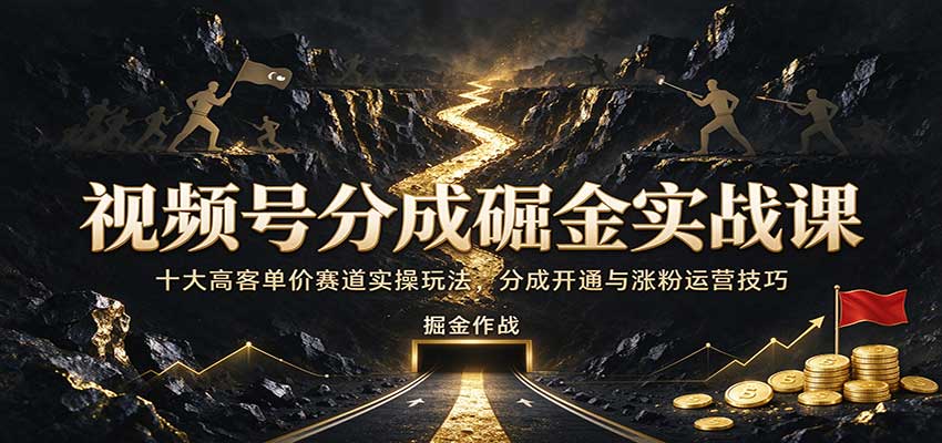 视频号分成掘金实战课:十大高客单价赛道实操玩法,分成开通与涨粉运营技巧-网赚副业网