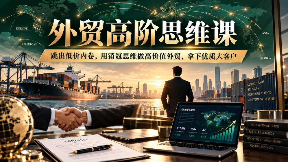 外贸高阶思维课,跳出低价内卷,用销冠思维做高价值外贸,拿下优质大客户-网赚副业网