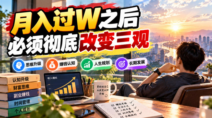 某公众号付费文章:月入过W之后,必须彻底改变三观-网赚副业网