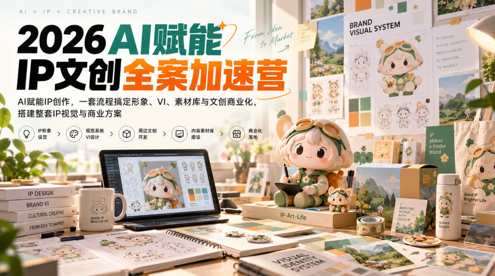 2026AI赋能ip文创全案加速营,AI赋能IP创作,一套流程搞定形象、VI、素材库与文创商业化,搭建整套IP视觉与商业方案-网赚副业网