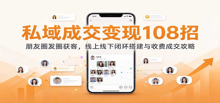 私域成交变现108招:朋友圈发圈获客,线上线下闭环搭建与收费成交攻略-网赚副业网