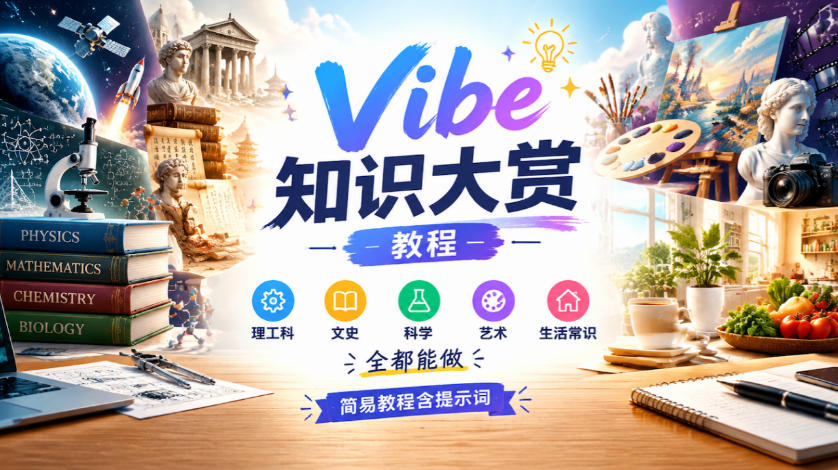 Vibe知识大赏教程,理工科、文史、科学、艺术、生活常识全都能做,简易教程含提示词-网赚副业网