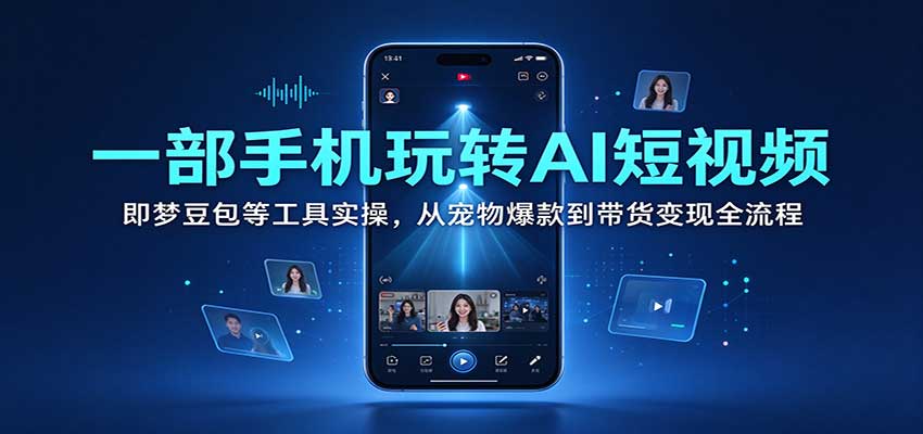 一部手机玩转AI短视频:即梦豆包等工具实操,从宠物爆款到带货变现全流程-网赚副业网