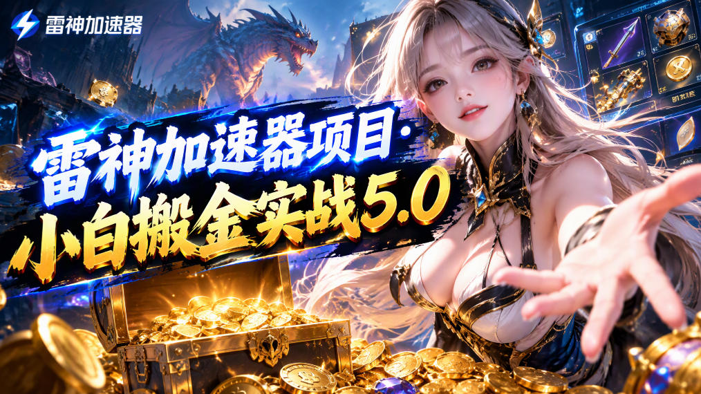 雷神加速器项目·小白搬金实战5.0,抖音W播100-150r,小白入局一天也能几十r-网赚副业网