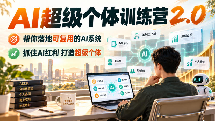 AI超级个体训练营2.0,帮你落地可复用的AI系统,抓住AI红利打造超级个体-网赚副业网