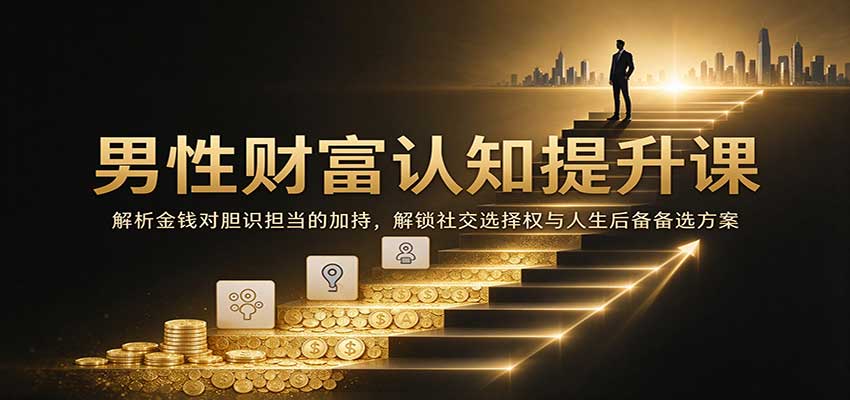 男性财富认知提升课:解析金钱对胆识担当的加持,解锁社交选择权与人生后备备选方案-网赚副业网