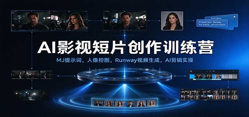 AI影视短片创作训练营:MJ提示词,人像控图,Runway视频生成,AI剪辑实操-网赚副业网