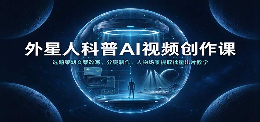 外星人科普AI视频创作课:选题策划文案改写,分镜制作,人物场景提取批量出片教学-网赚副业网