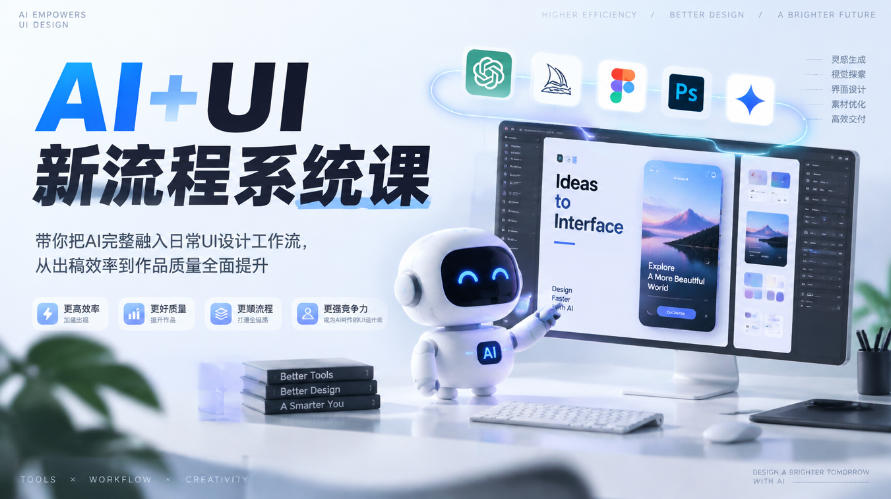 【无水印】AI+UI新流程系统课,带你把AI完整融入日常UI设计工作流,从出稿效率到作品质量全面提升(2026第4期)-网赚副业网