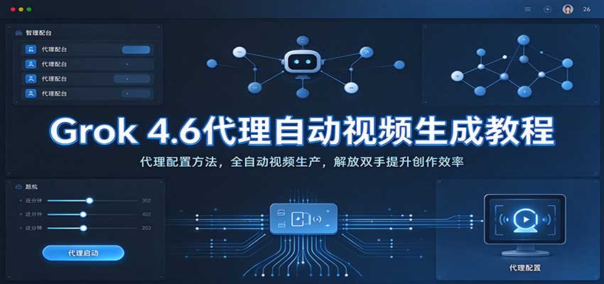 Grok 4.6代理自动视频生成教程:代理配置方法,全自动视频生产,解放双手提升创作效率-网赚副业网