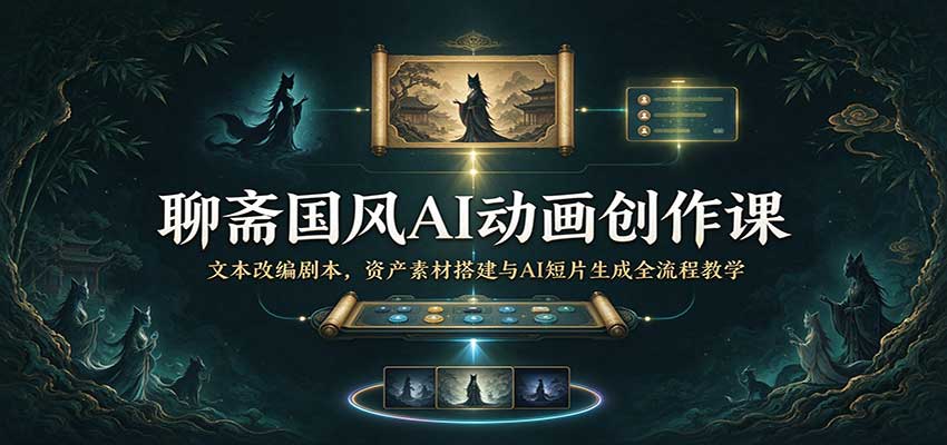 聊斋国风AI动画创作课:文本改编剧本,资产素材搭建与AI短片生成全流程教学-网赚副业网