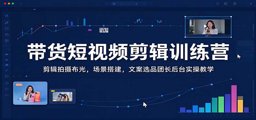 带货短视频剪辑训练营:剪辑拍摄布光,场景搭建,文案选品团长后台实操教学-网赚副业网