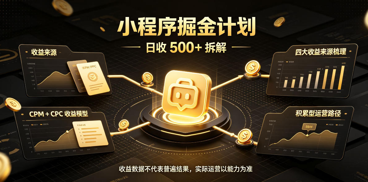 小程序推广计划,日收500+,腾讯官方打款,客户留存率高,收益长期稳定【揭秘】-网赚副业网