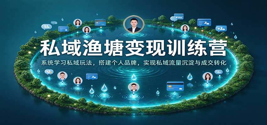 私域渔塘变现训练营:系统学习私域玩法,搭建个人品牌,实现私域流量沉淀与成交转化-网赚副业网
