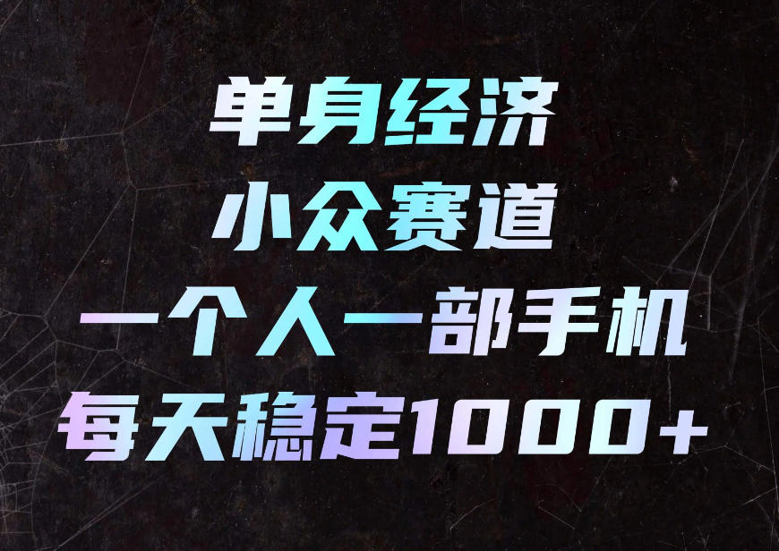 单身经济小众赛道,一个人一部手机,每天稳定1000+,利用下班碎片时间即可【揭秘】-网赚副业网