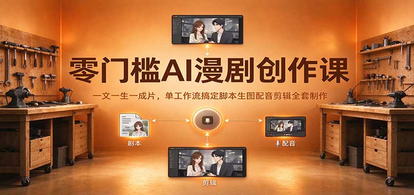 零门槛AI漫剧创作课：一文一生一成片，单工作流搞定脚本生图配音剪辑全套制作-网赚副业网