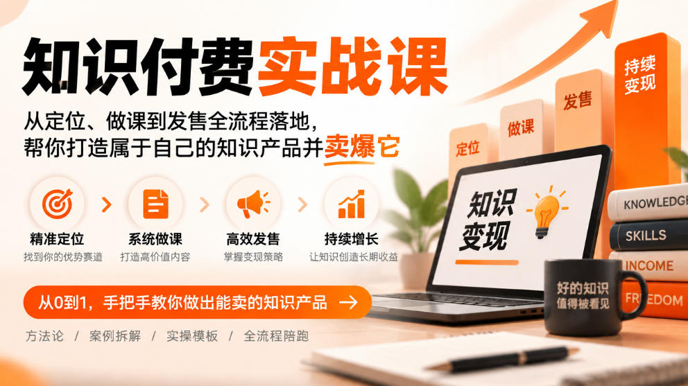 知识付费实战课:从定位、做课到发售全流程落地,帮你打造属于自己的知识产品并卖爆它-网赚副业网