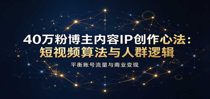 40万粉博主内容IP创作心法:短视频算法与人群逻辑,平衡账号流量与商业变现-网赚副业网