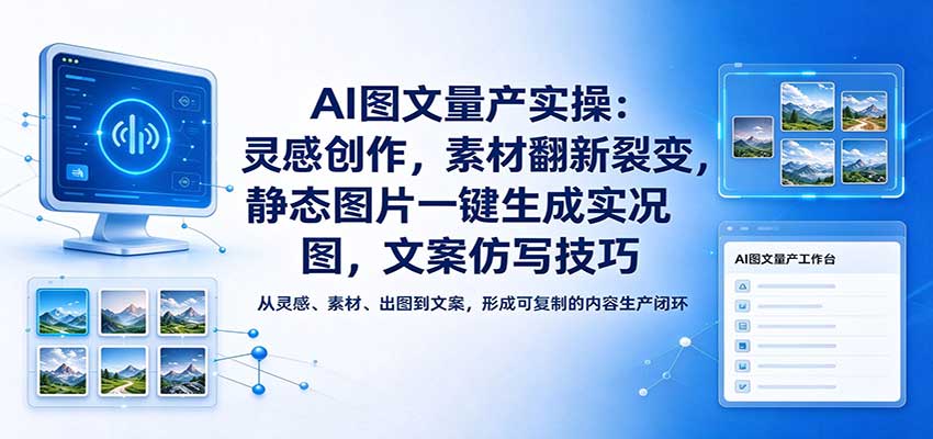 AI图文量产实操:灵感创作,素材翻新裂变,静态图片一键生成实况图,文案仿写技巧-网赚副业网