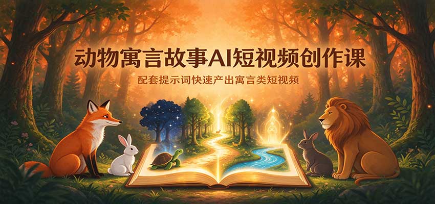 动物寓言故事AI短视频创作课:配套提示词快速产出寓言类短视频-网赚副业网