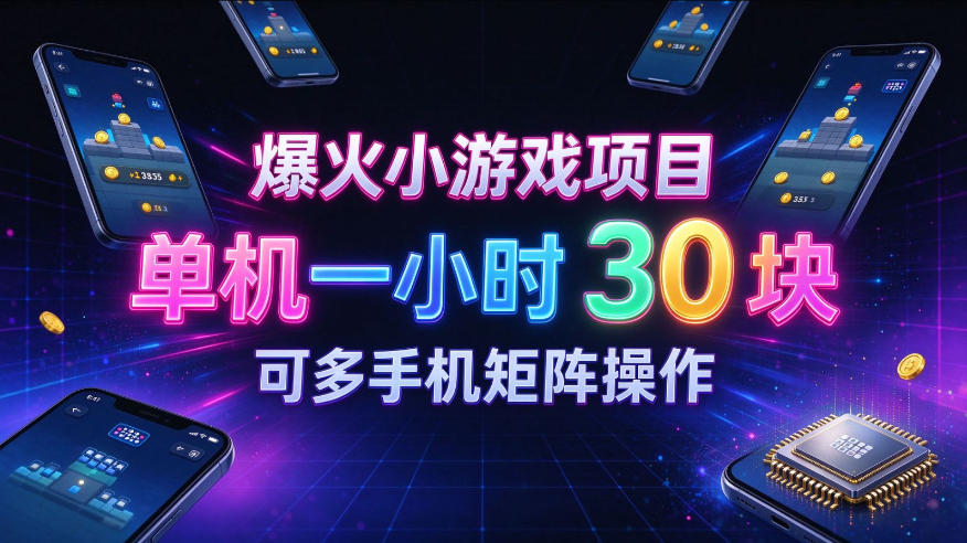 爆火小游戏撸金项目,实测单机一小时30+,可多手机矩阵操作,新手看完一遍就能上手【揭秘】-网赚副业网