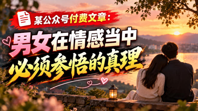 某公众号付费文章:男女在情感当中必须参悟的真理-网赚副业网