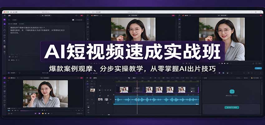 AI短视频速成实战班:爆款案例观摩、分步实操教学,从零掌握AI出片技巧-网赚副业网