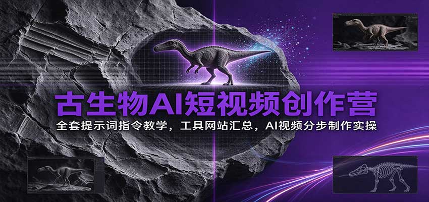古生物AI短视频创作营:全套提示词指令教学,工具网站汇总,AI视频分步制作实操-网赚副业网