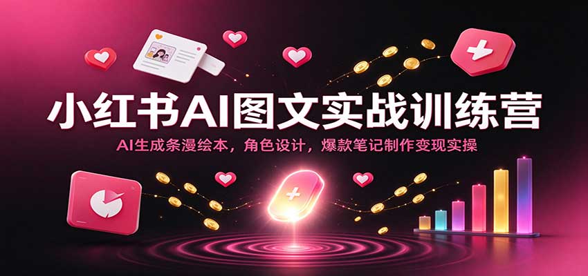 小红书AI图文实战训练营:AI生成条漫绘本,角色设计,爆款笔记制作变现实操-网赚副业网