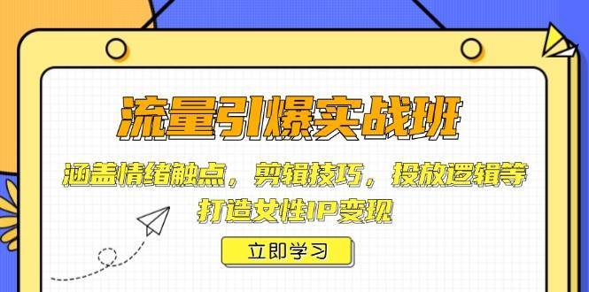 流量引爆实战班,涵盖情绪触点,剪辑技巧,投放逻辑等,打造女性IP变现-网赚副业网