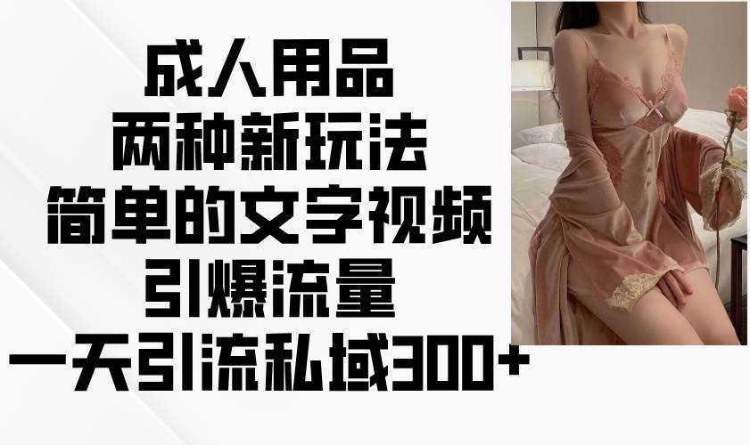 成人用品两种新玩法,简单的文字视频引爆流量,一天引流私域300+-网赚副业网