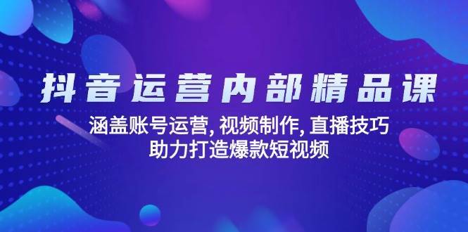 抖音运营内部精品课:涵盖账号运营, 视频制作, 直播技巧, 助力打造爆款短视频-网赚副业网