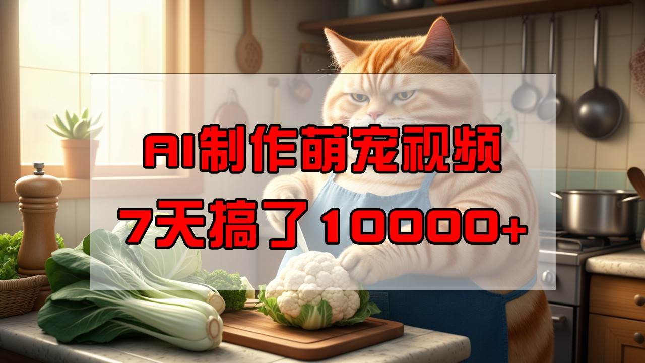 靠AI制作萌宠视频,7天搞了1万+,操作简单门槛低,有手机就行-网赚副业网