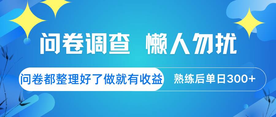 问卷调查 懒人勿扰 问卷都整理好了,做就有收益,熟练后日入300+-网赚副业网