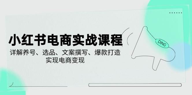 小红书电商实战课程,详解养号、选品、文案撰写、爆款打造,实现电商变现-网赚副业网