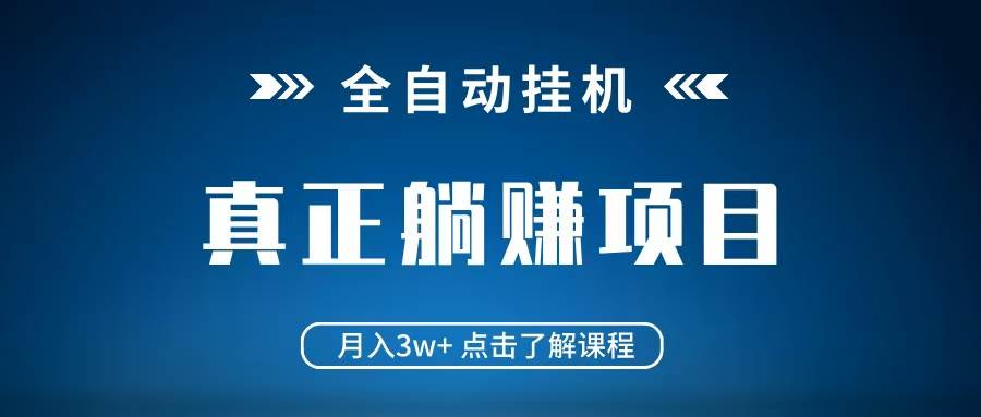 全自动挂机项目 月入3w+ 真正躺平项目 不吃电脑配置 当天见收益-网赚副业网