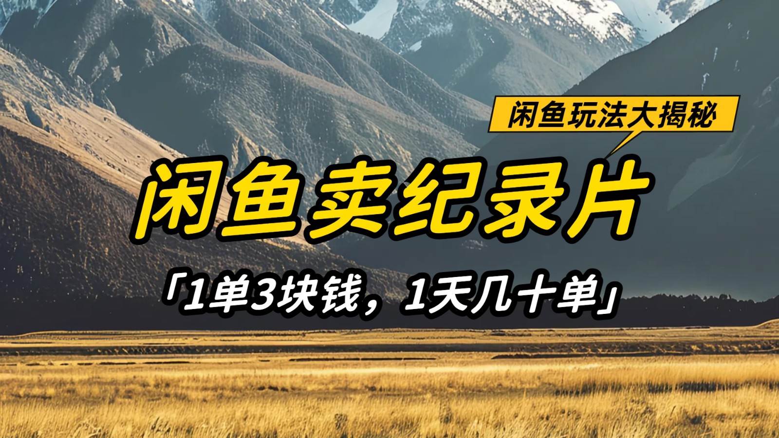 闲鱼卖纪录片,简单又赚钱的小项目,1单3块钱 1天几十单-网赚副业网